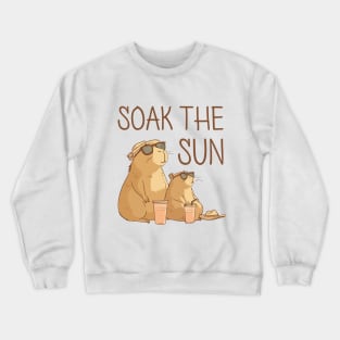 Sunbathing capybaras soak the sun Crewneck Sweatshirt